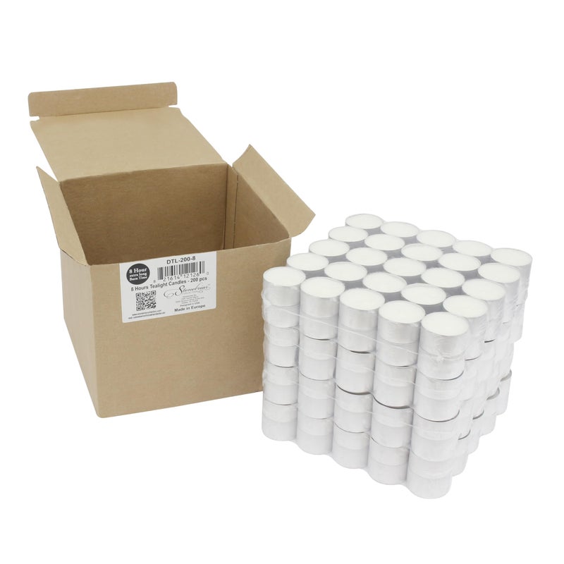 Stonebriar 100 Pack Unscented 8 Hour Extended Burn Time Tea Light Candles, White, 100 Count - Image 3